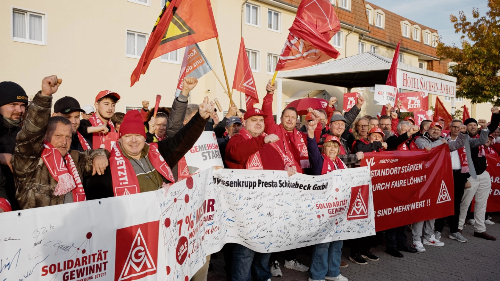 Kundgebung Thyssen Krupp Presta Schönebeck