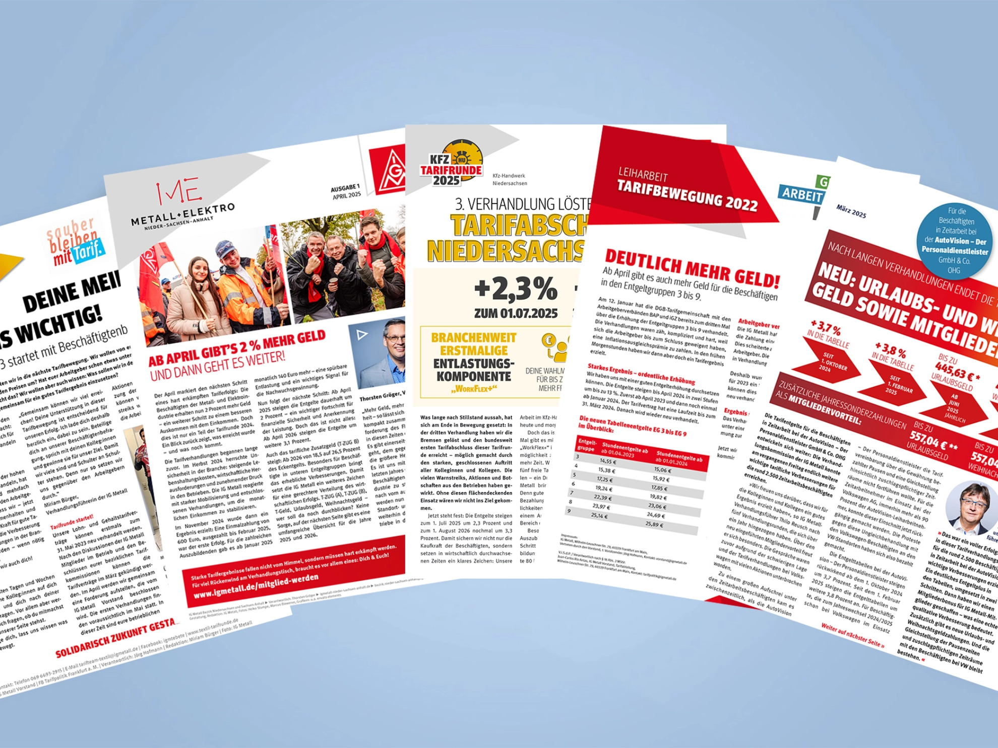Flugblätter der IG Metall Niedersachsen und Sachsen-Anhalt 